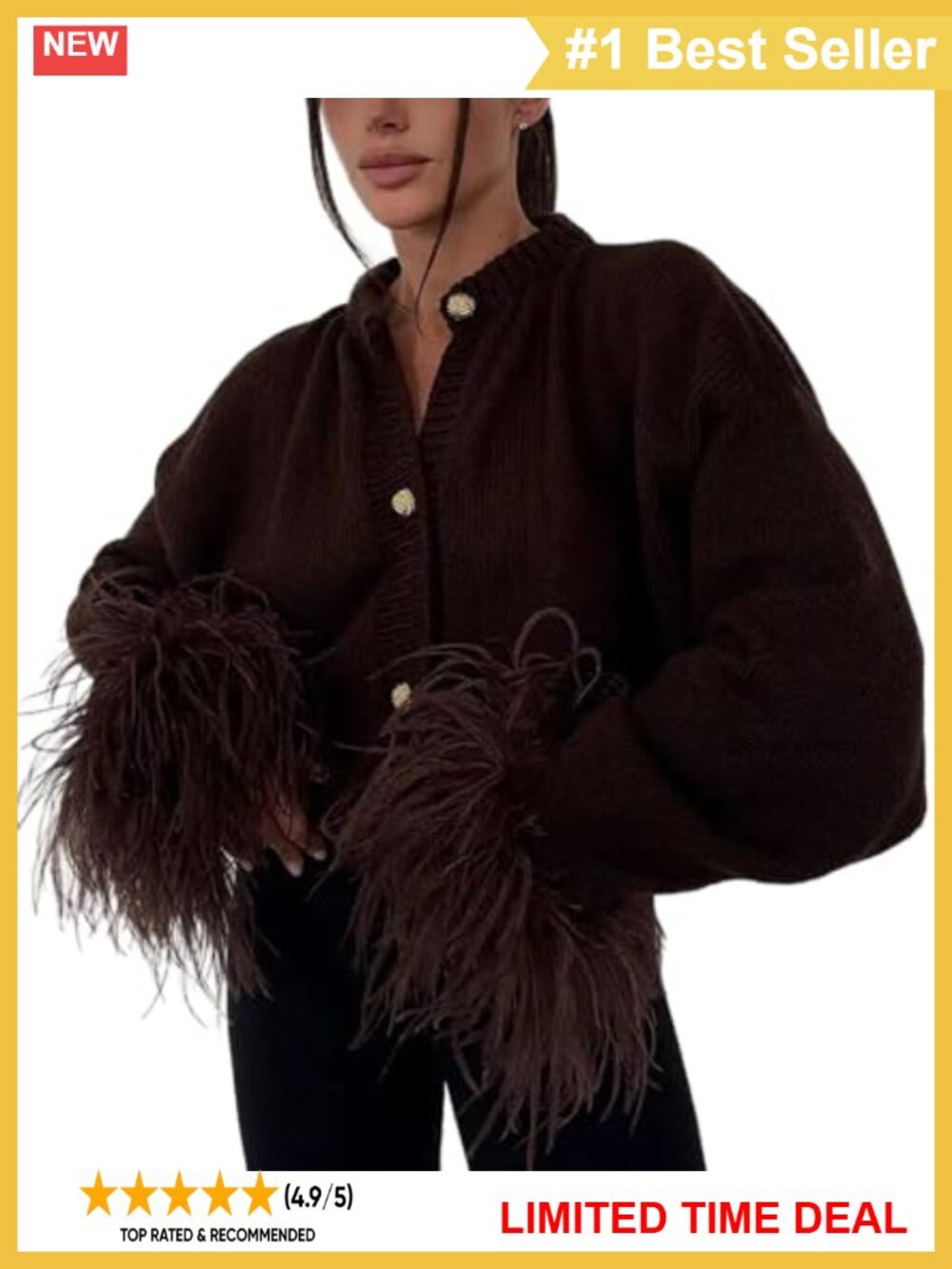 Cable Knit Cardigan Button Up Fringe Hem Stretchy Comfy Casual Women's Jacket